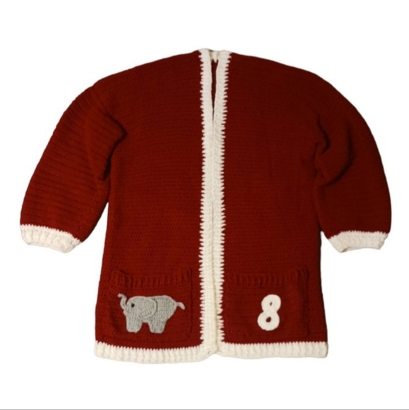 Vintage Womens Alabama Crimson Tide Crochet Cardigan Sweater